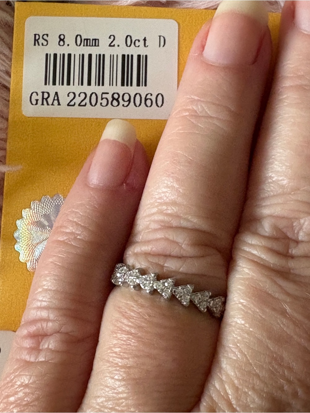 Moissanite Diamond Sterling Silver Band Size 8 With Box - Picture 6 of 8